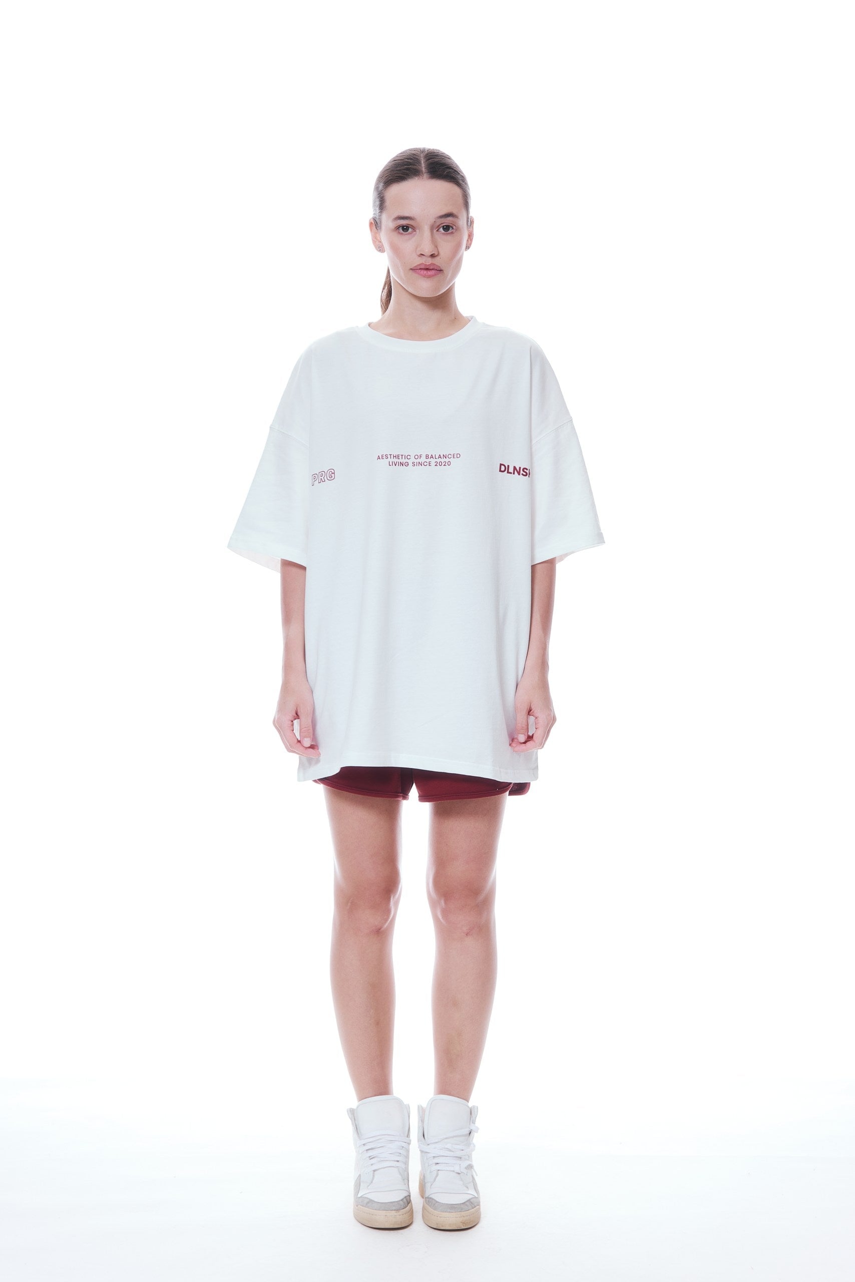 "Aesthetic of Balanced Living" t-shirt in PURE WHITE T-shirt DLNSK 