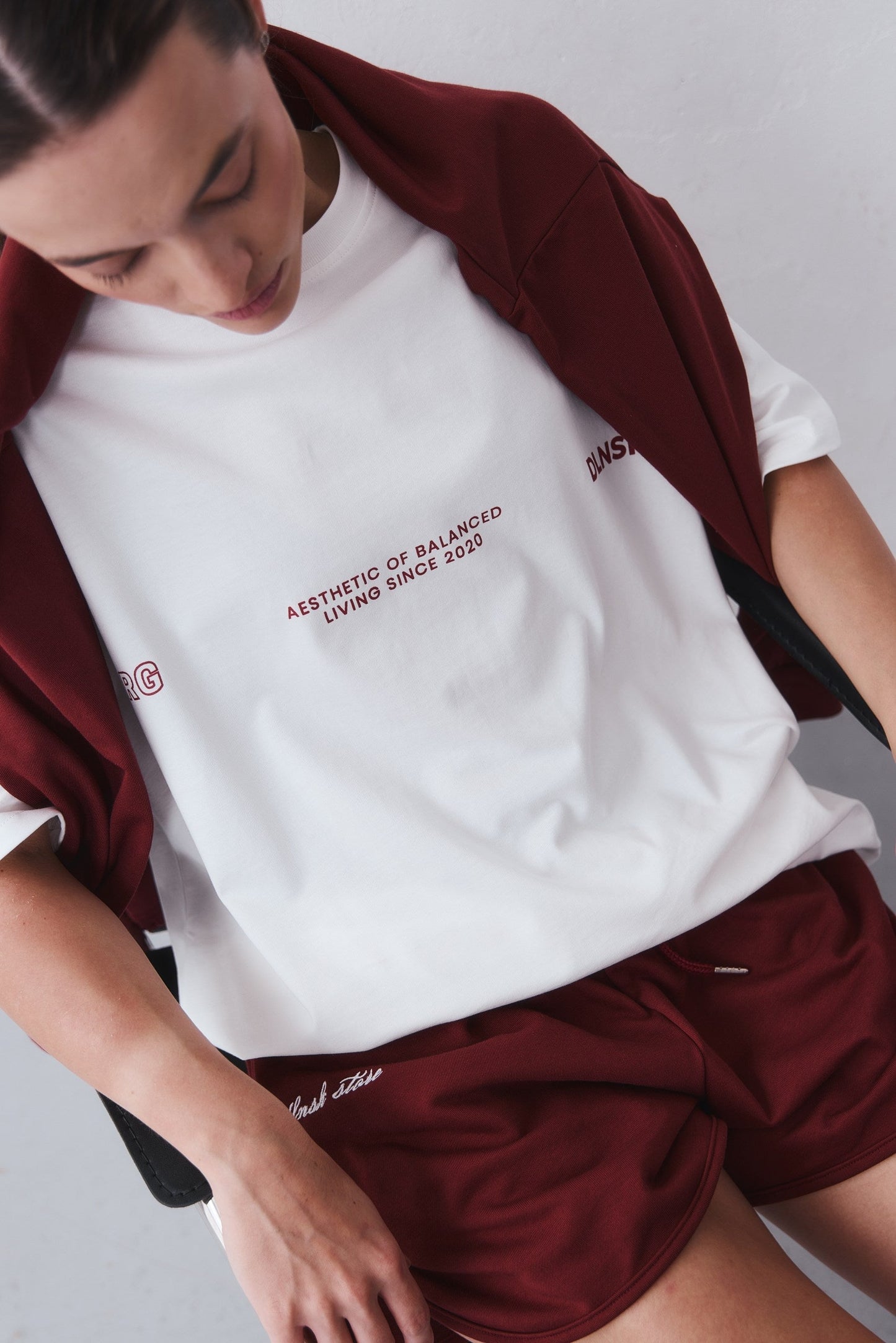 "Aesthetic of Balanced Living" t-shirt in PURE WHITE T-shirt DLNSK 