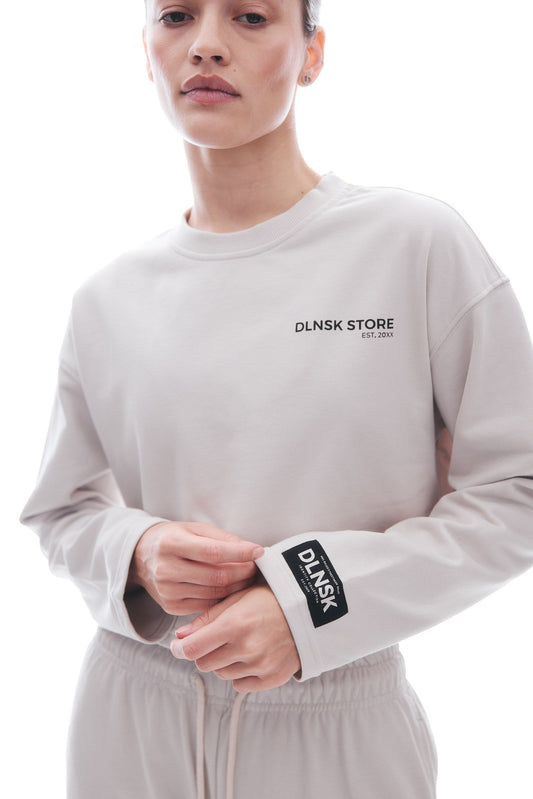 CORE cropped longsleeve in FOG Cropped hoodie DLNSK 