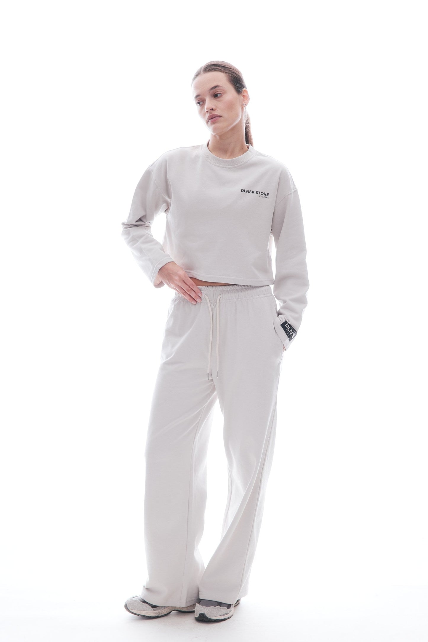 CORE cropped longsleeve in FOG Cropped hoodie DLNSK 