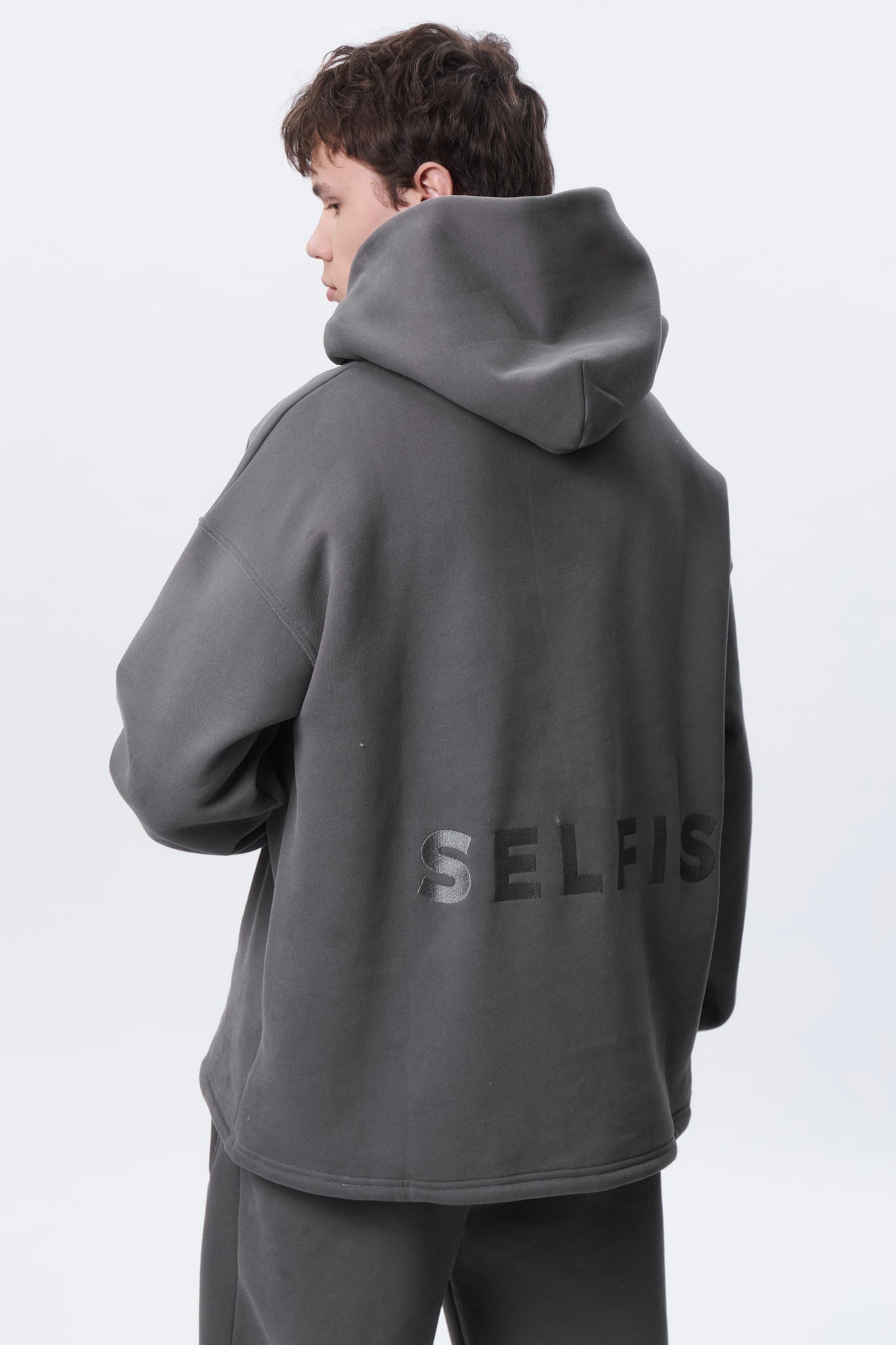 SELFISH HOODIE in GREY GREY(UNISEX) DLNSK 