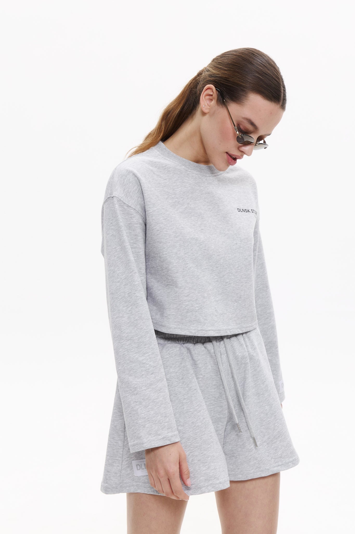 SUMMER women shorts in CRASH GREY Cropped hoodie DLNSK 