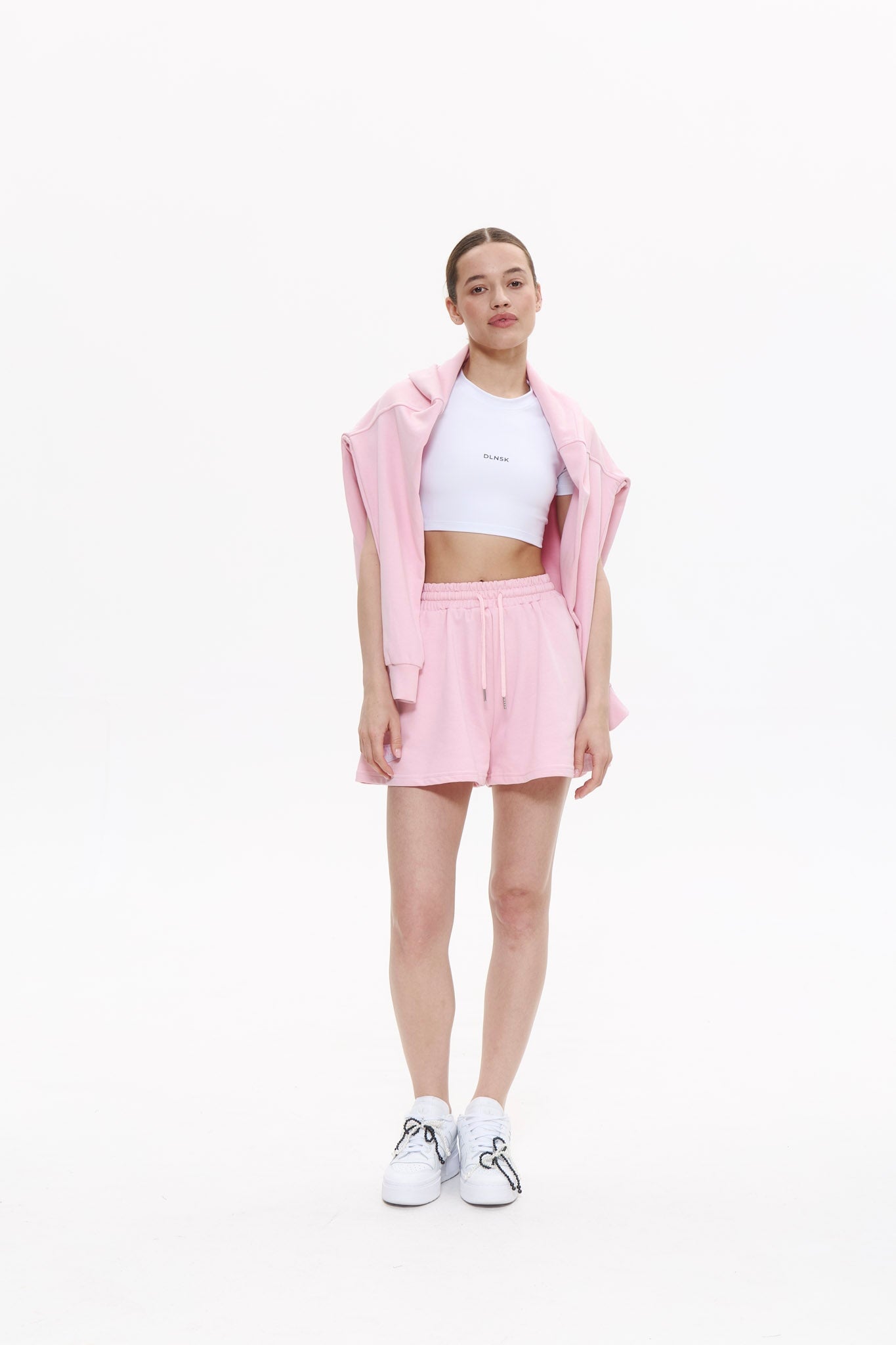 SUMMER women shorts in MARSHMALLOW PINK Cropped hoodie DLNSK 