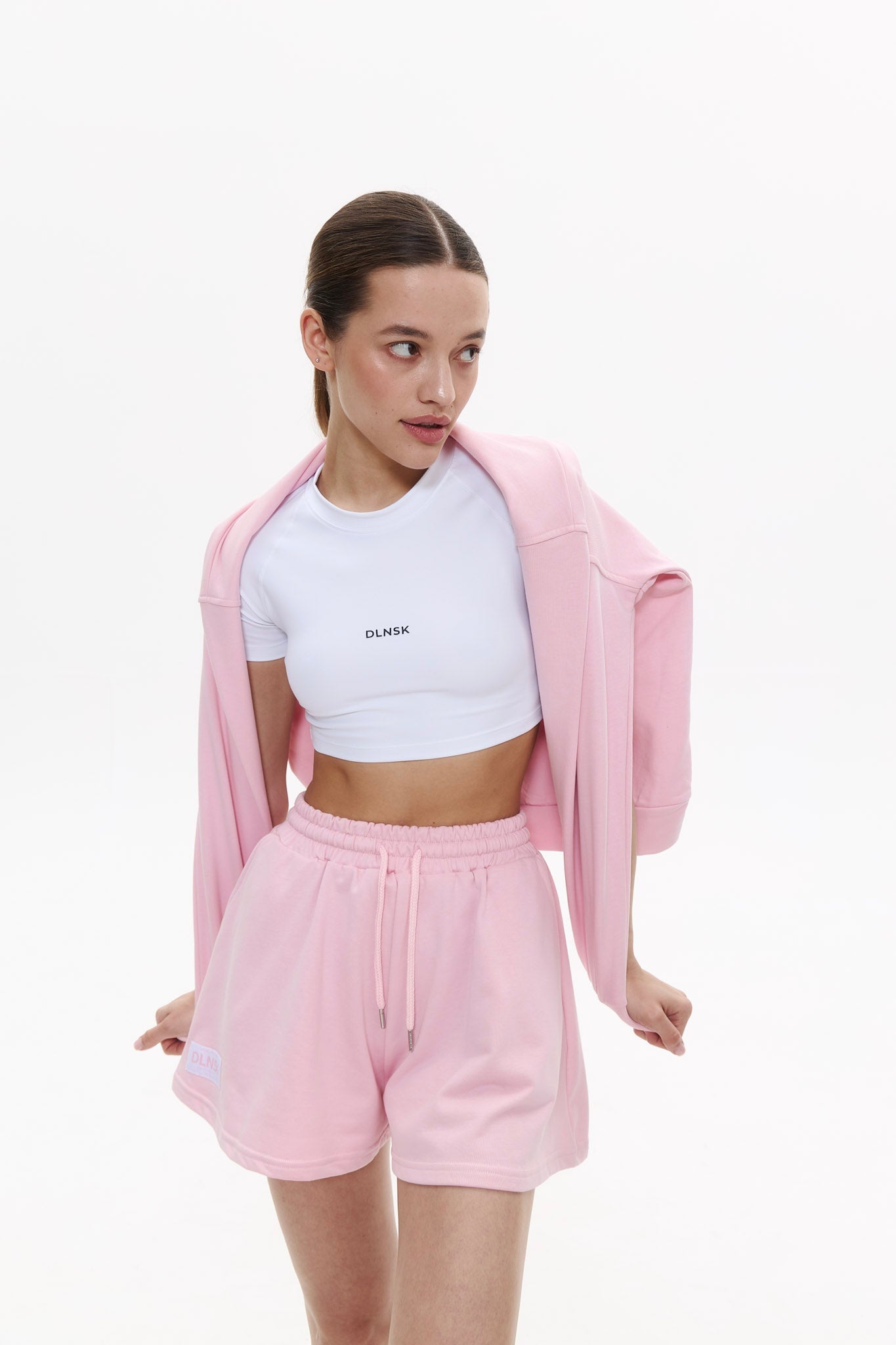 SUMMER women shorts in MARSHMALLOW PINK Cropped hoodie DLNSK 