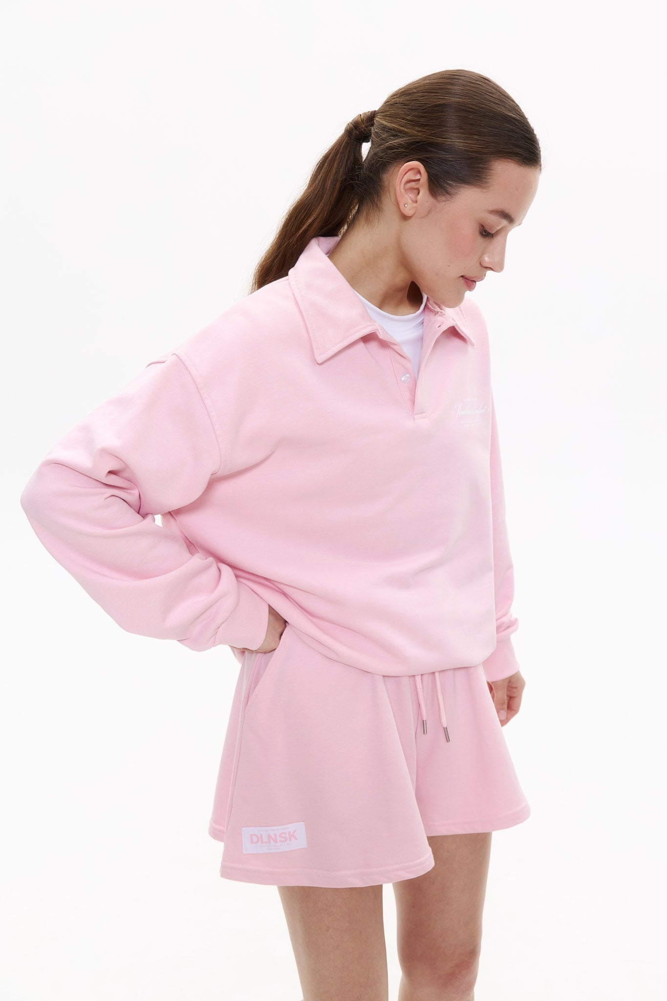 SUMMER women shorts in MARSHMALLOW PINK Cropped hoodie DLNSK 