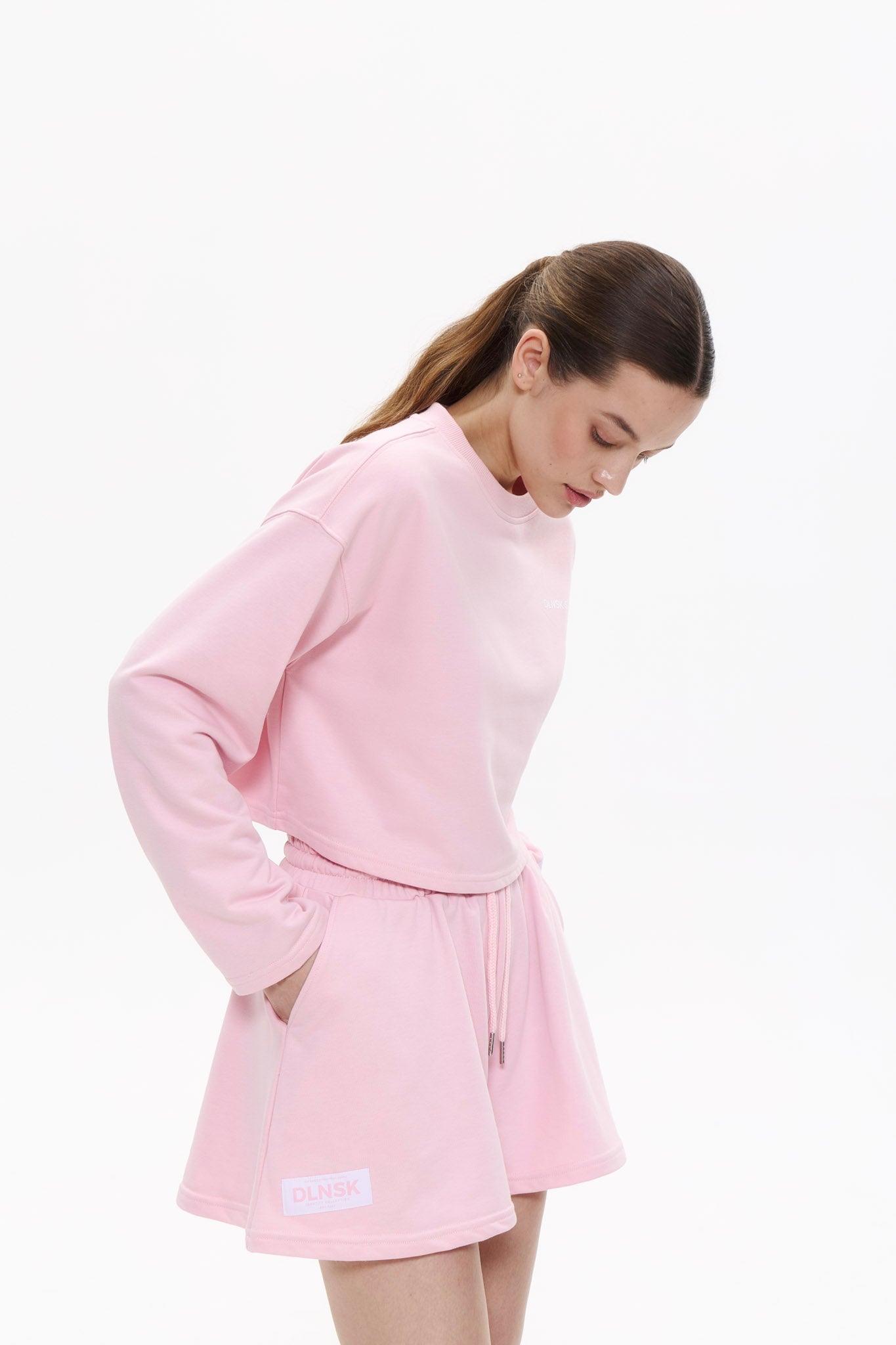 SUMMER women shorts in MARSHMALLOW PINK Cropped hoodie DLNSK 