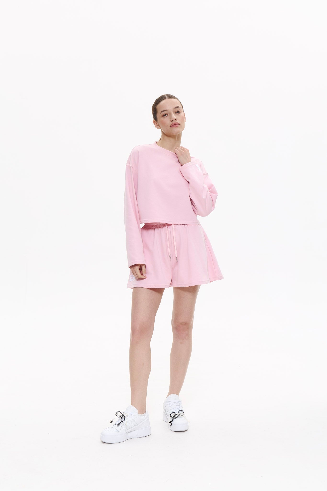 SUMMER women shorts in MARSHMALLOW PINK Cropped hoodie DLNSK 