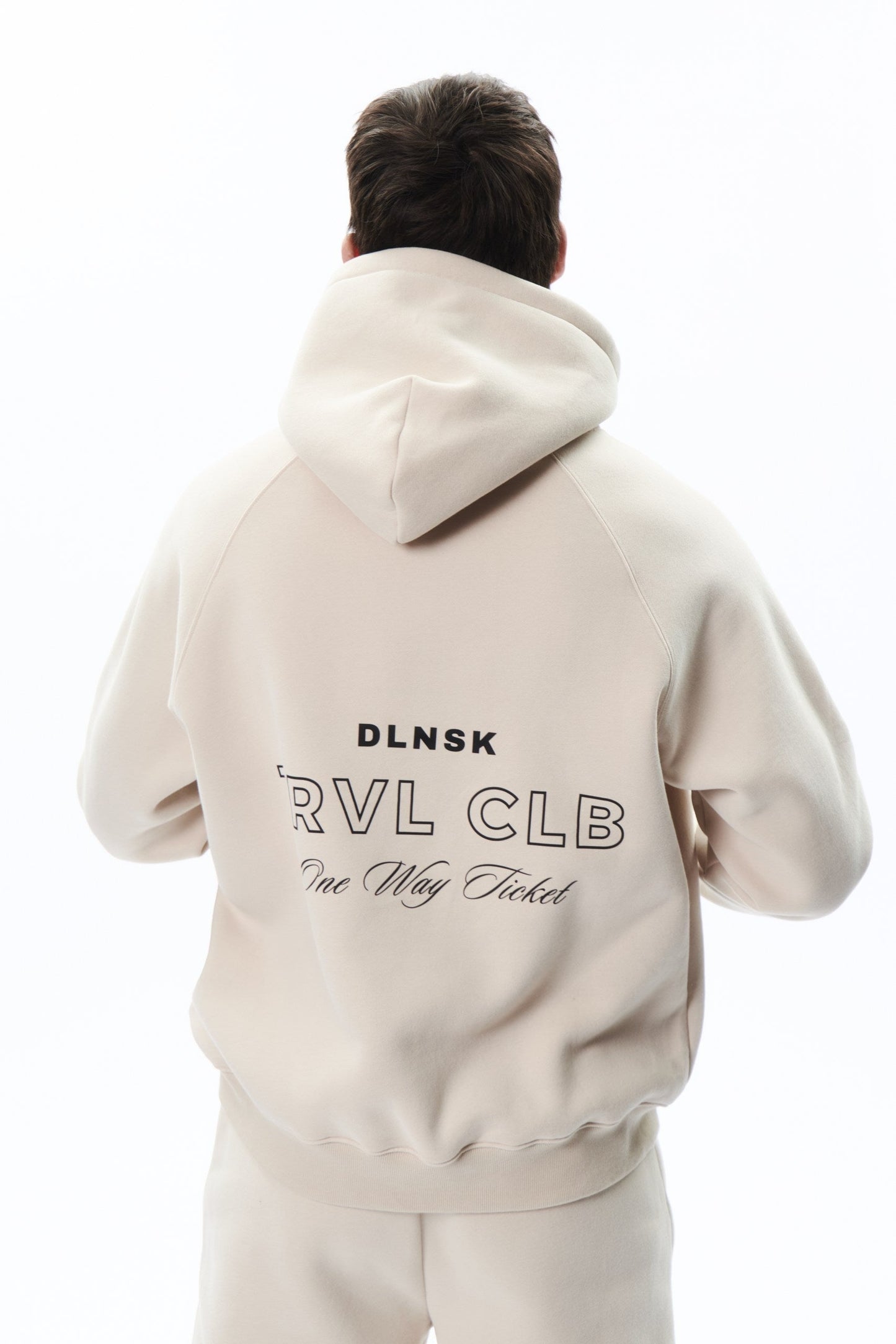 TRVL CLB base hoodie in COOKIE DLNSK 