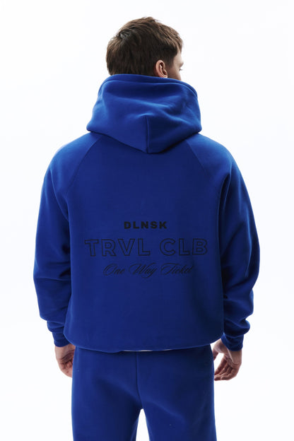 TRVL CLB base hoodie in ELECTRIC BLUE DLNSK 