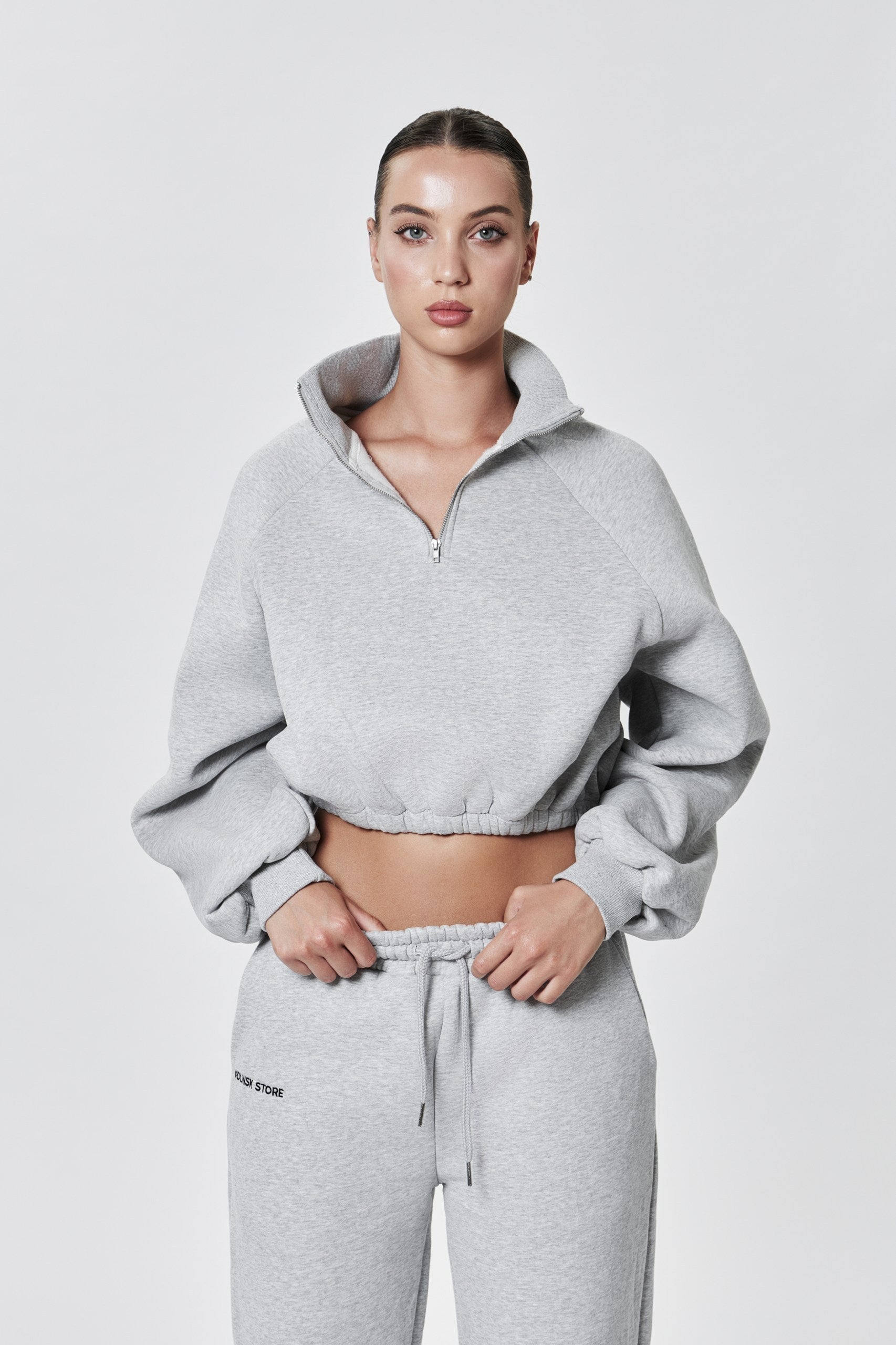 Grey cropped hoodie clearance women's